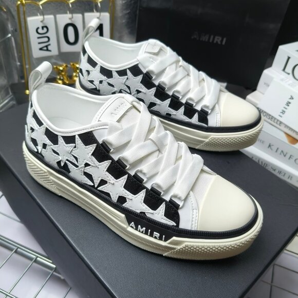 🍃🍁AMIRI Stars Court Low Black White Gray Sneakers🍃